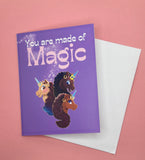 Afro Unicorn Made of Magic Kids Affirmation Card