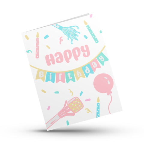 Happy Birthday Streamers Kids Card