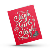 Christmas holiday card slay girl greeting card